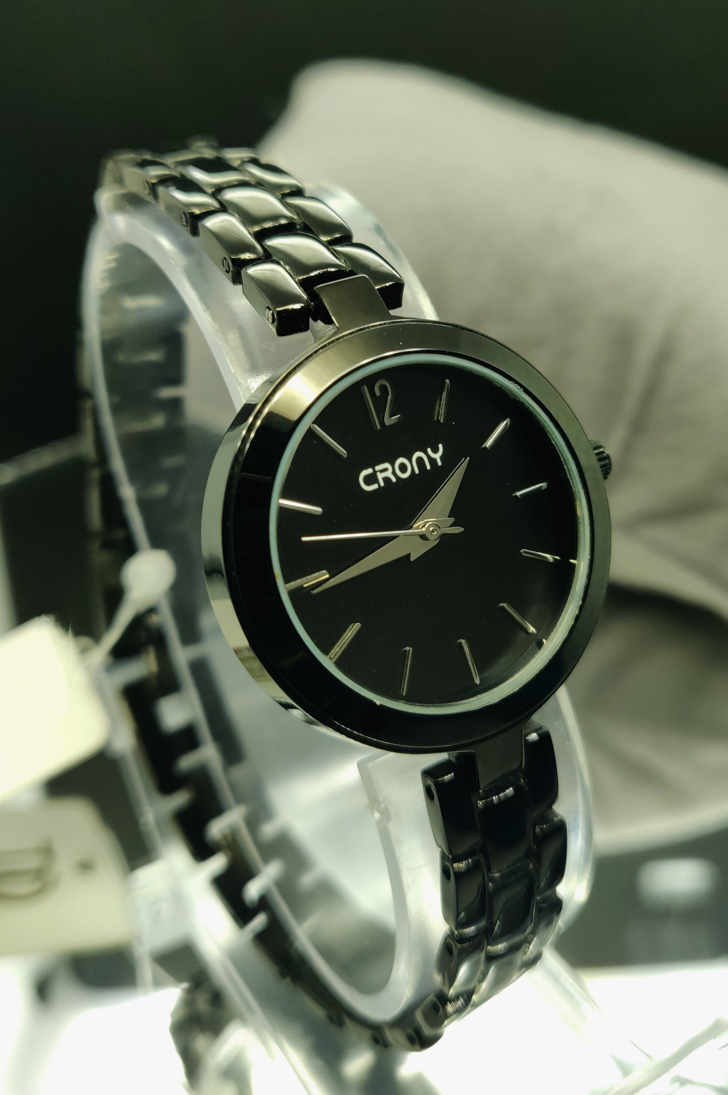 Crony Premium Black Metal Chain Analog Wrist Watch for Women