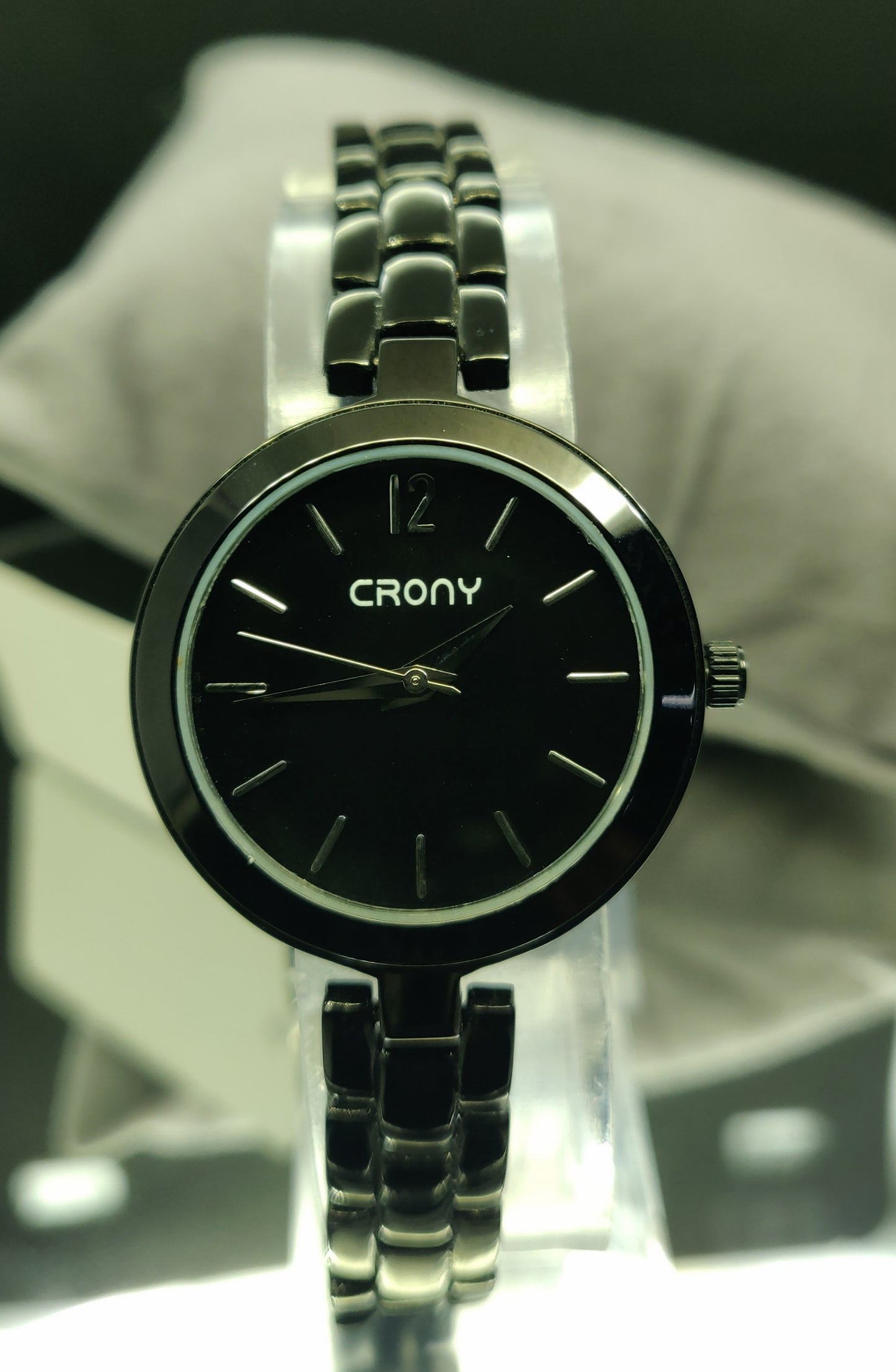 Crony Premium Black Metal Chain Analog Wrist Watch for Women