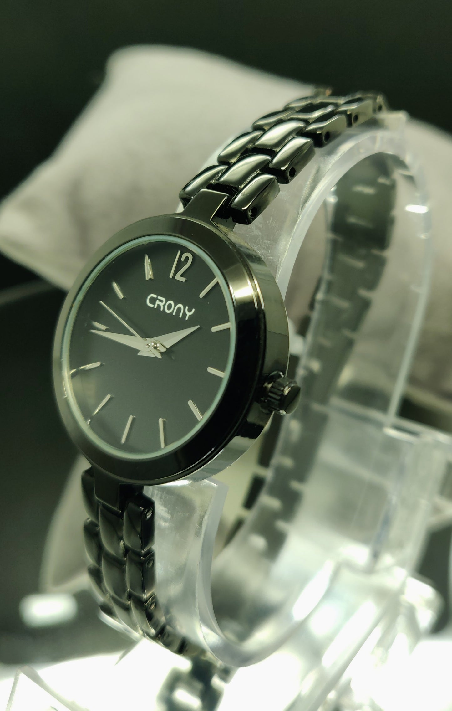 Crony Premium Black Metal Chain Analog Wrist Watch for Women